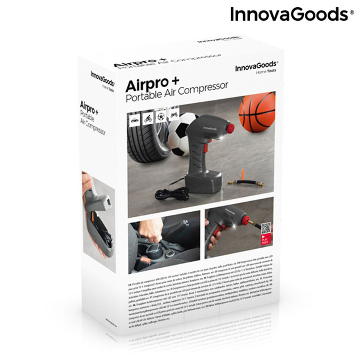 Compresor de Aire Portátil con LED Airpro+ InnovaGoods IG815783 100 W (Reacondicionado A)