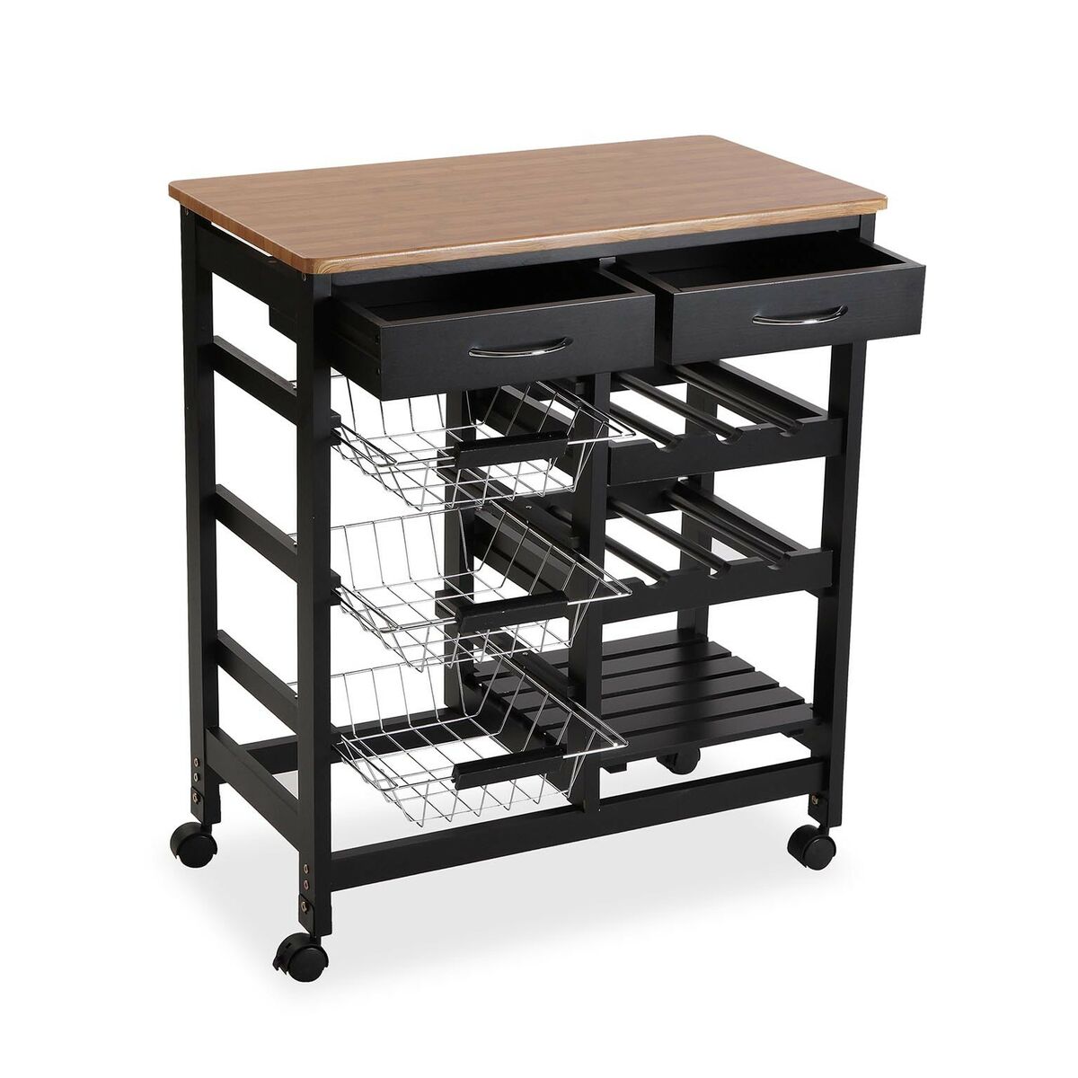 Carrito Verdulero Versa BK Madera MDF (37 x 76 x 66 cm)