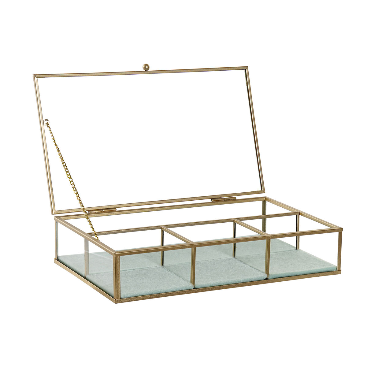 Caja-Joyero DKD Home Decor Cristal Metal Verde Gris claro (27 x 15 x 5,5 cm) (2 Unidades)