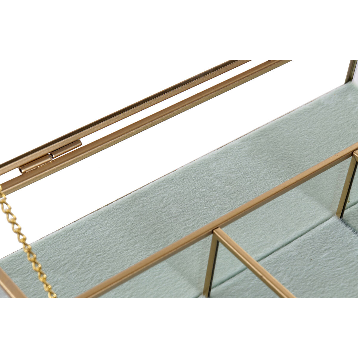 Caja-Joyero DKD Home Decor Cristal Metal Verde Gris claro (27 x 15 x 5,5 cm) (2 Unidades)