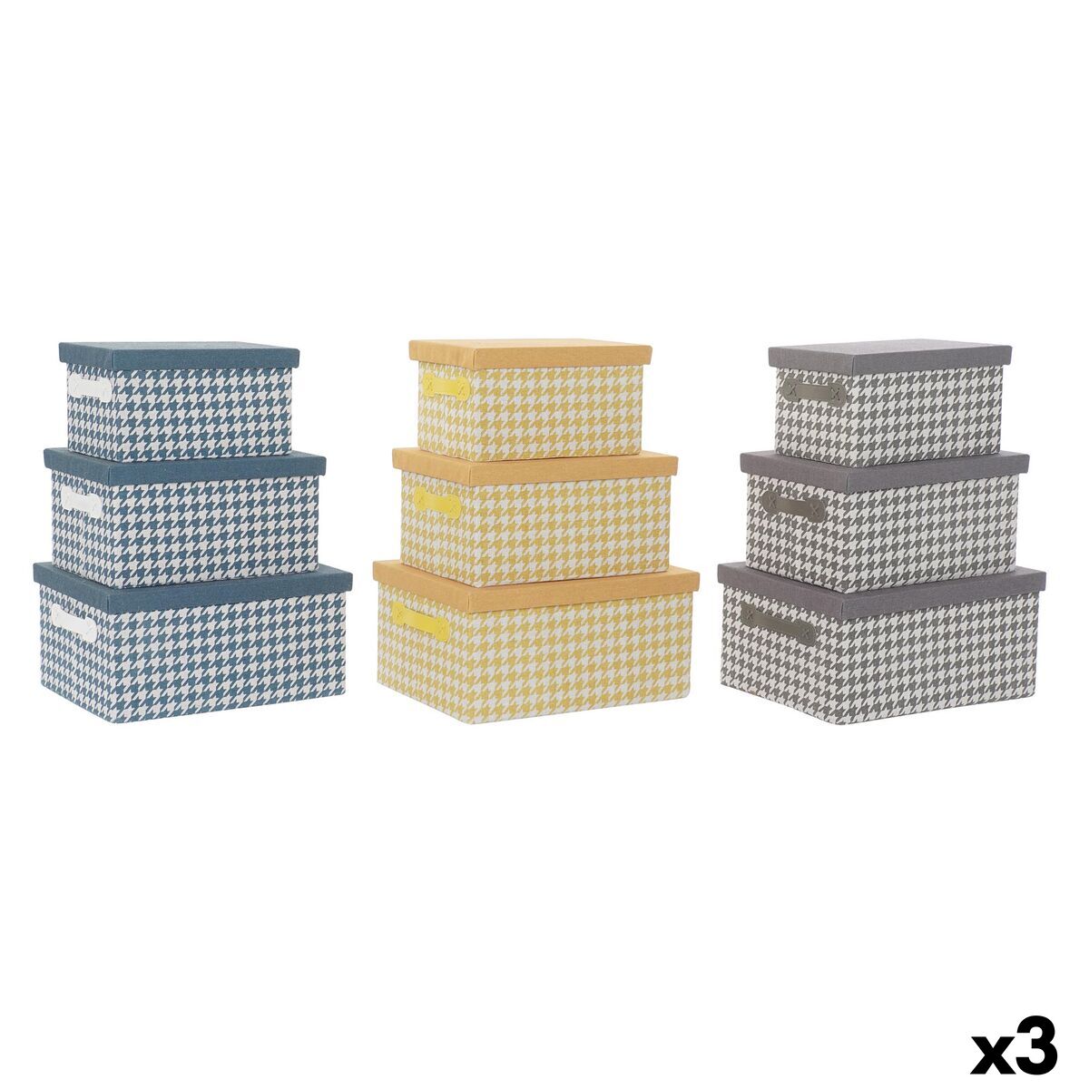 Set de Cajas Organizadoras Apilables DKD Home Decor Gris Azul Amarillo 40 x 30 x 20 cm