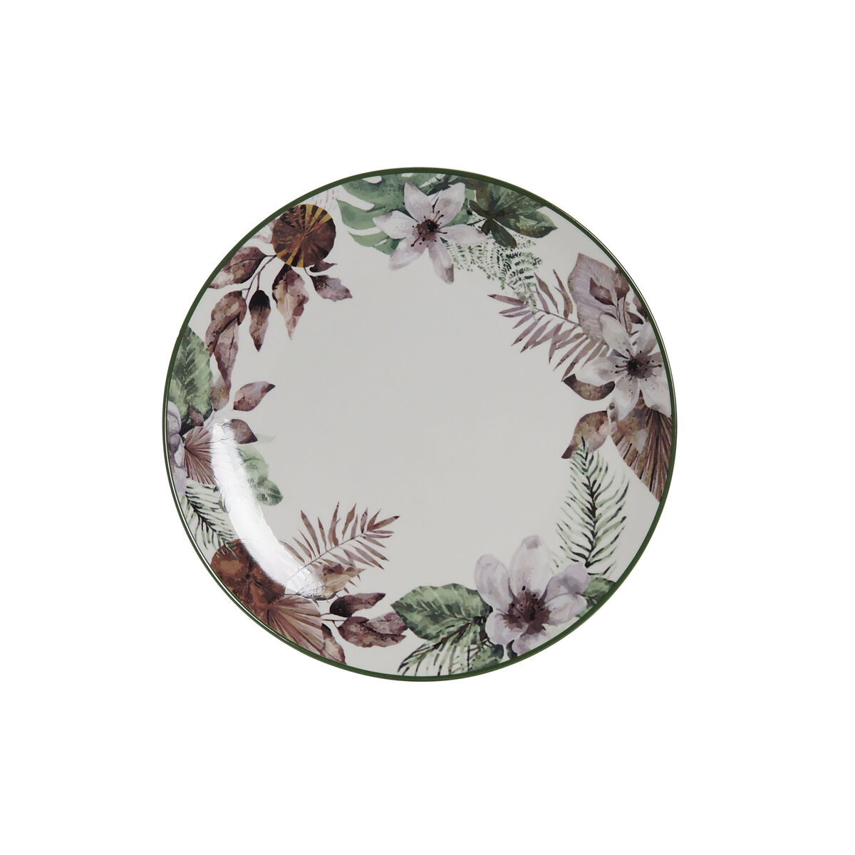 Plato Llano DKD Home Decor Flores Porcelana (27 x 27 x 2 cm)