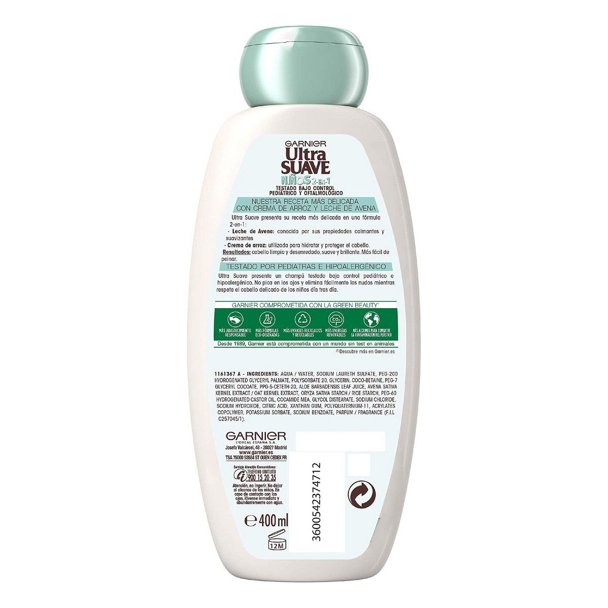 Champú para Niños Garnier Ultra Suave Avena Champú + Acondicionador 400 ml