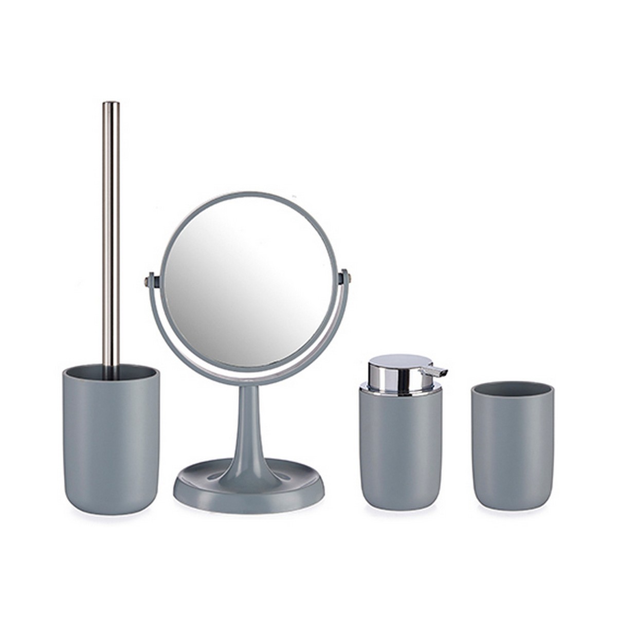 Set de Baño Berilo Gris Acero Inoxidable Polipropileno 16,5 x 29,5 x 17 cm 4 Piezas