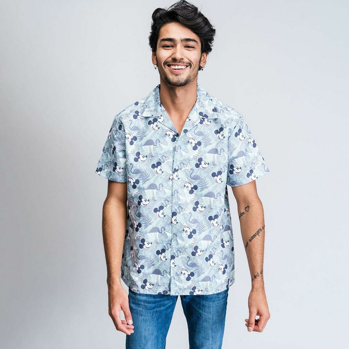 Camisa Mickey Mouse Verde Verde Claro (Adultos)