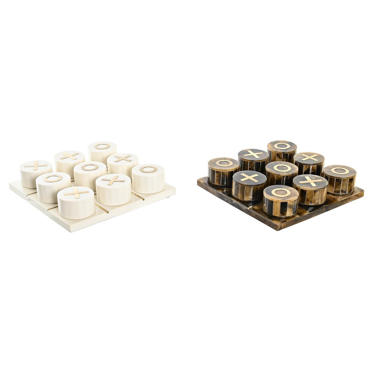 Figura Decorativa DKD Home Decor Juego de Mesa 20,5 x 20,5 x 5 cm Blanco Ambar Metalizado Moderno