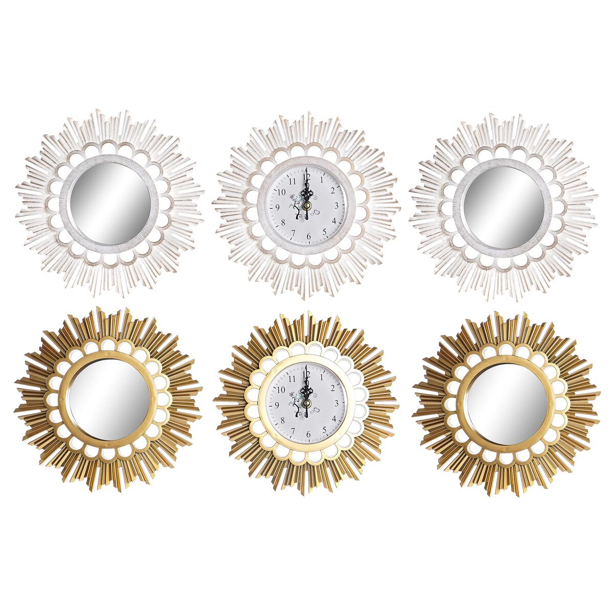 Reloj de Pared DKD Home Decor Espejo PP (25 x 2,5 x 25 cm) (2 Unidades)