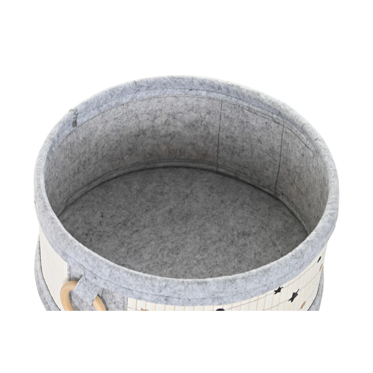 Juego de Cestos DKD Home Decor Blanco Negro Gris Dorado Bambú Estrellas 41 x 31 x 42 cm 4 Piezas