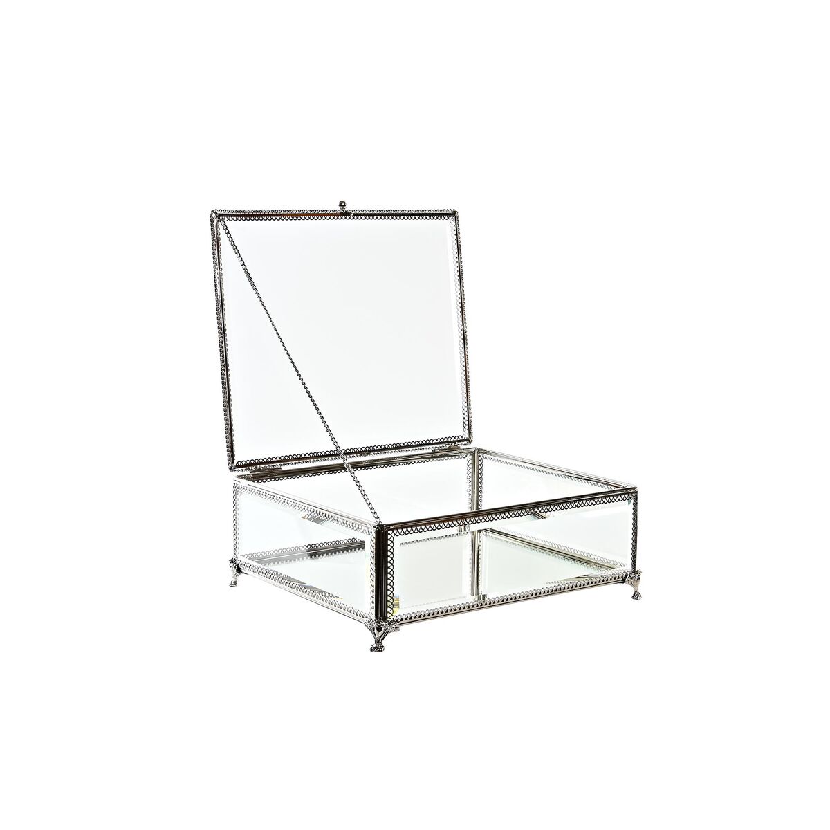 Caja-Joyero DKD Home Decor Transparente Plateado Metal Cristal 25 x 21 x 10 cm