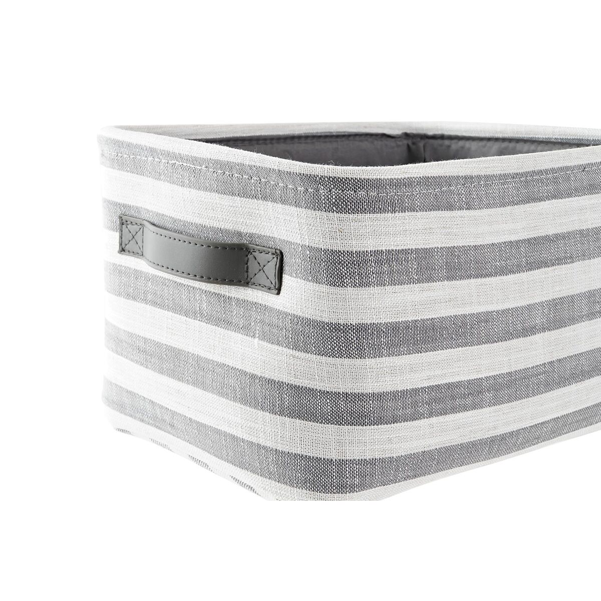 Juego de Cestas DKD Home Decor Blanco Gris Rayas 42 x 32 x 25 cm 3 Piezas
