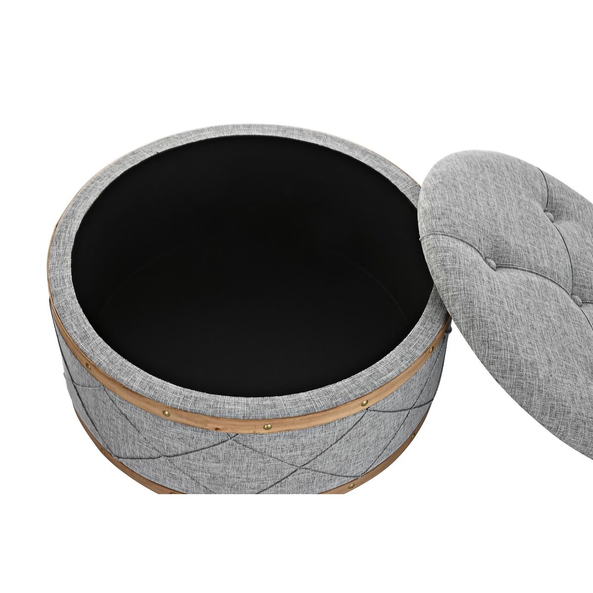 Banqueta DKD Home Decor   Natural Madera Poliéster Gris claro (80 x 80 x 43 cm)