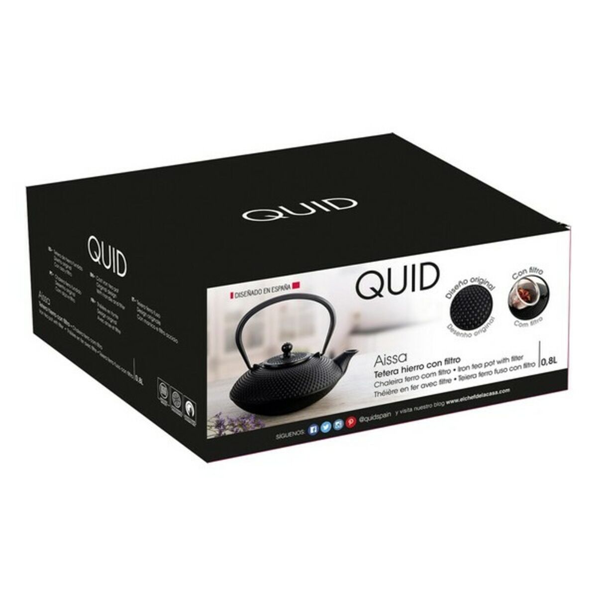 Tetera Quid Aissa Negro Metal Acero Inoxidable 800 ml
