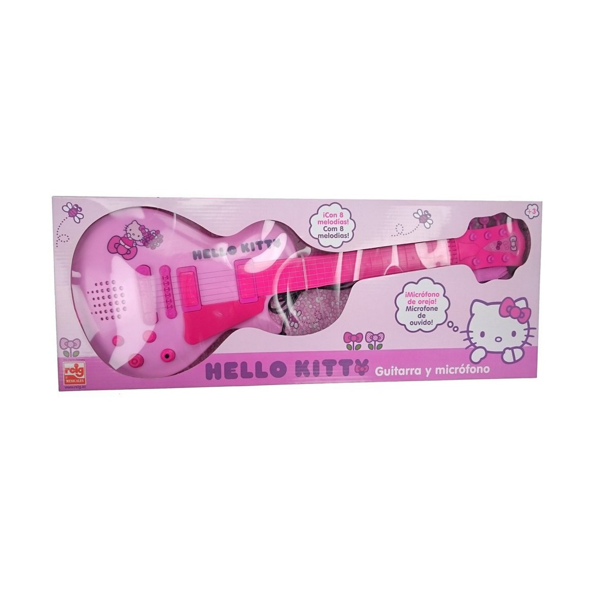 Guitarra Infantil Hello Kitty Electrónica Micrófono Rosa
