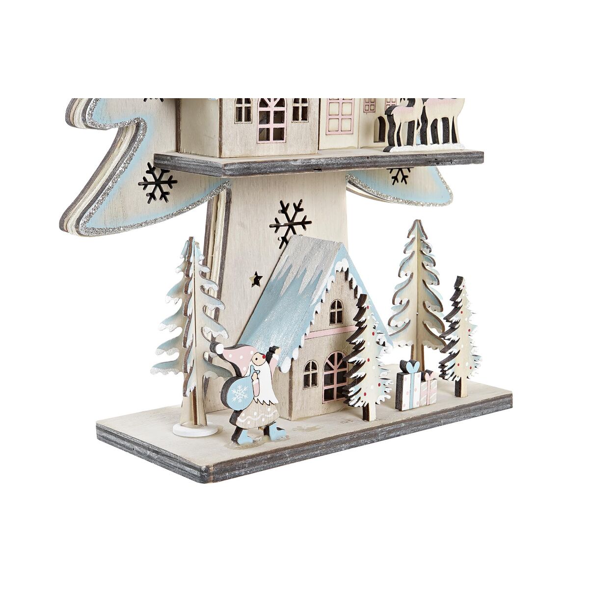 Árbol de Navidad DKD Home Decor Rojo Árbol Azul Rosa Madera Verde (23 x 9 x 47 cm) (2 Unidades)