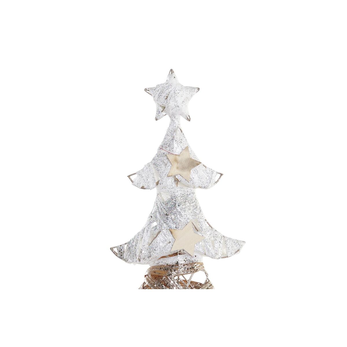 Árbol de Navidad DKD Home Decor Dorado Blanco Ratán (32 x 10 x 56 cm) (2 Unidades)