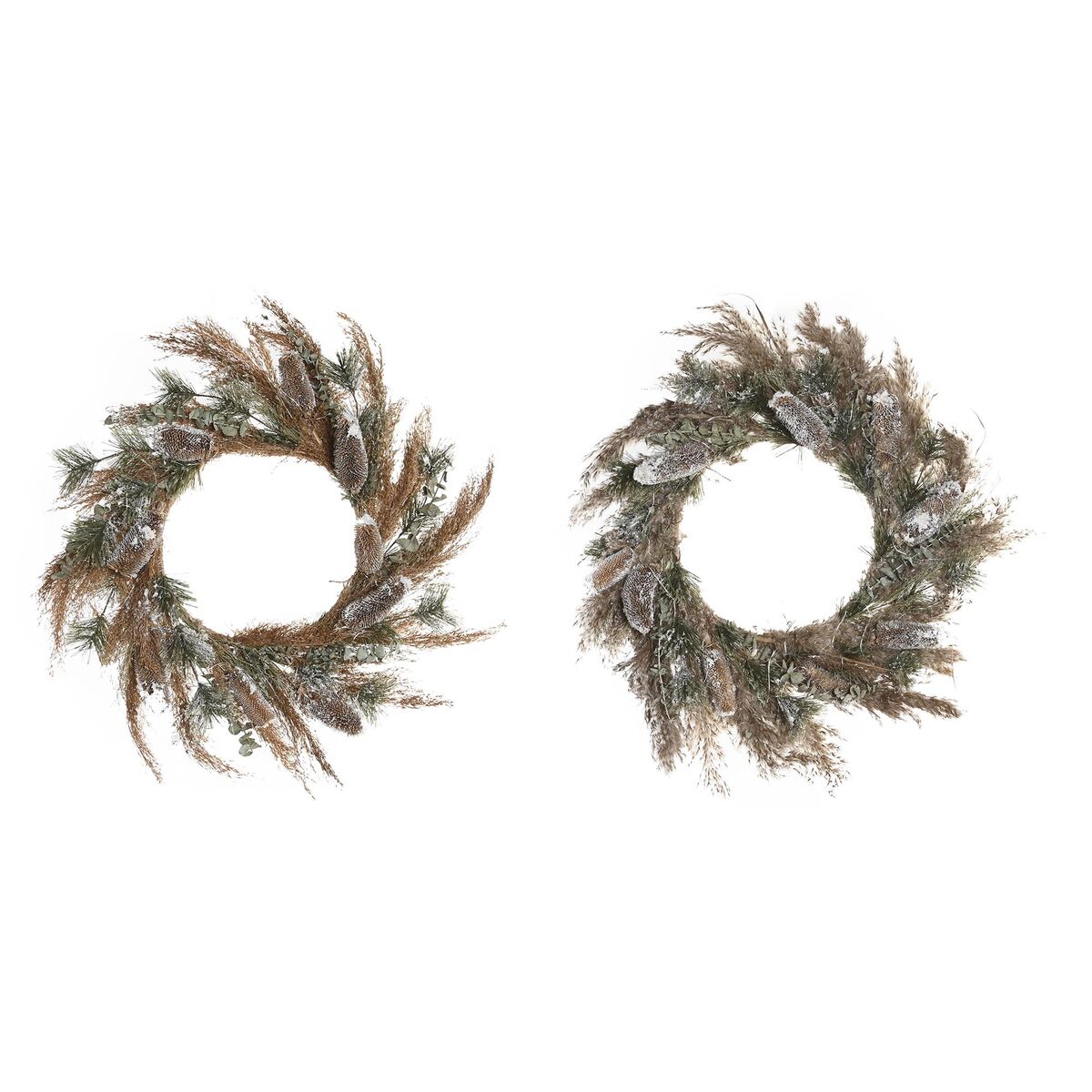 Corona de Navidad DKD Home Decor Flor (60 x 10 x 60 cm) (2 Unidades)