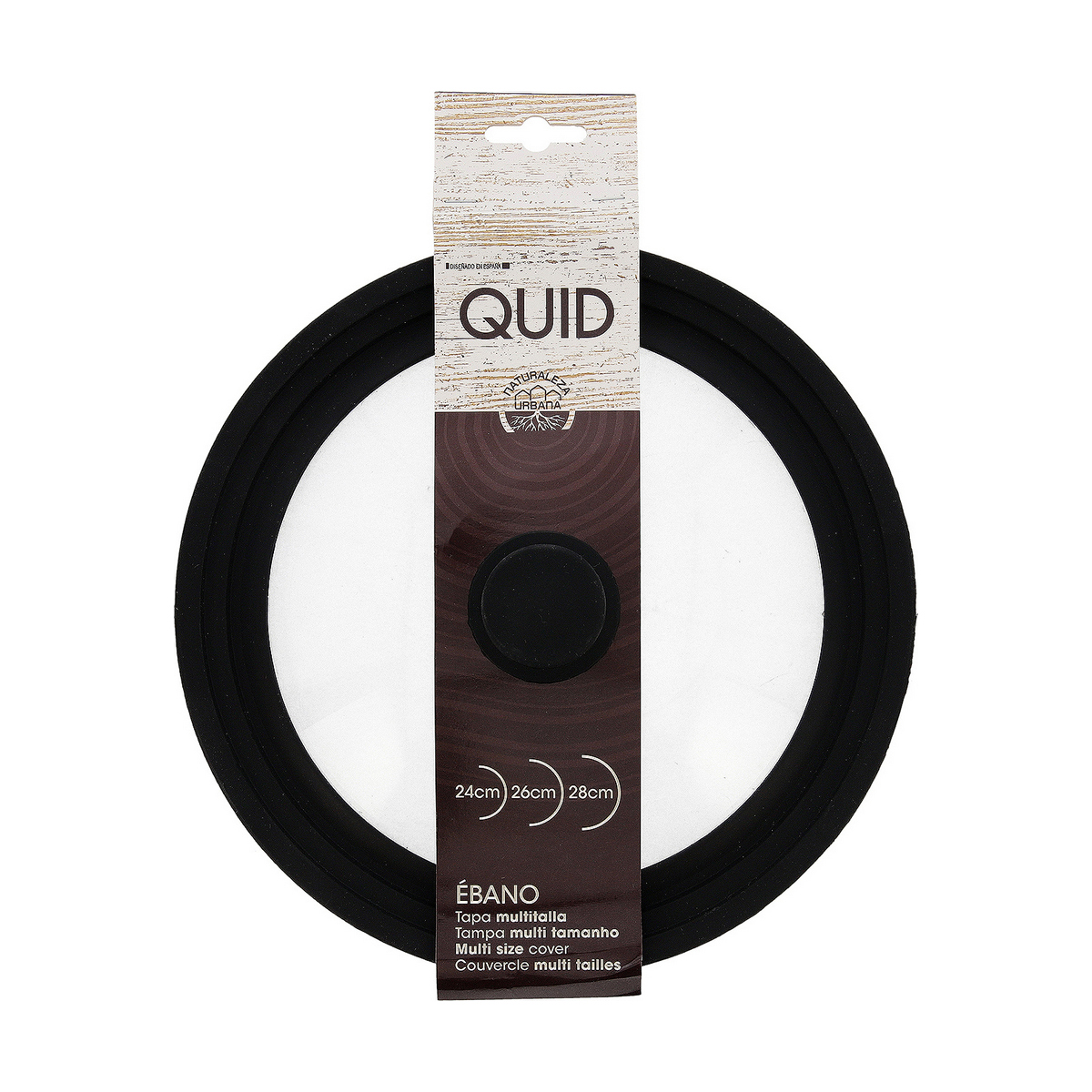 Tapa para Olla Quid Ebano Negro Vidrio Ø 28 cm