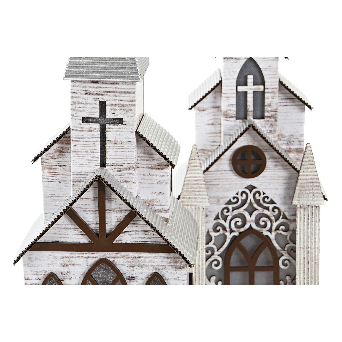 Adorno Navideño DKD Home Decor Iglesia MDF (12,5 x 11 x 33 cm) (2 Unidades)