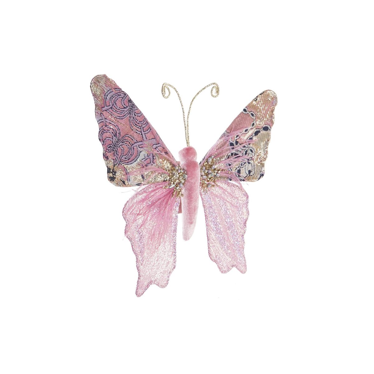 Adorno Navideño DKD Home Decor Poliéster Mariposa (22 x 3 x 18 cm) (2 Unidades)