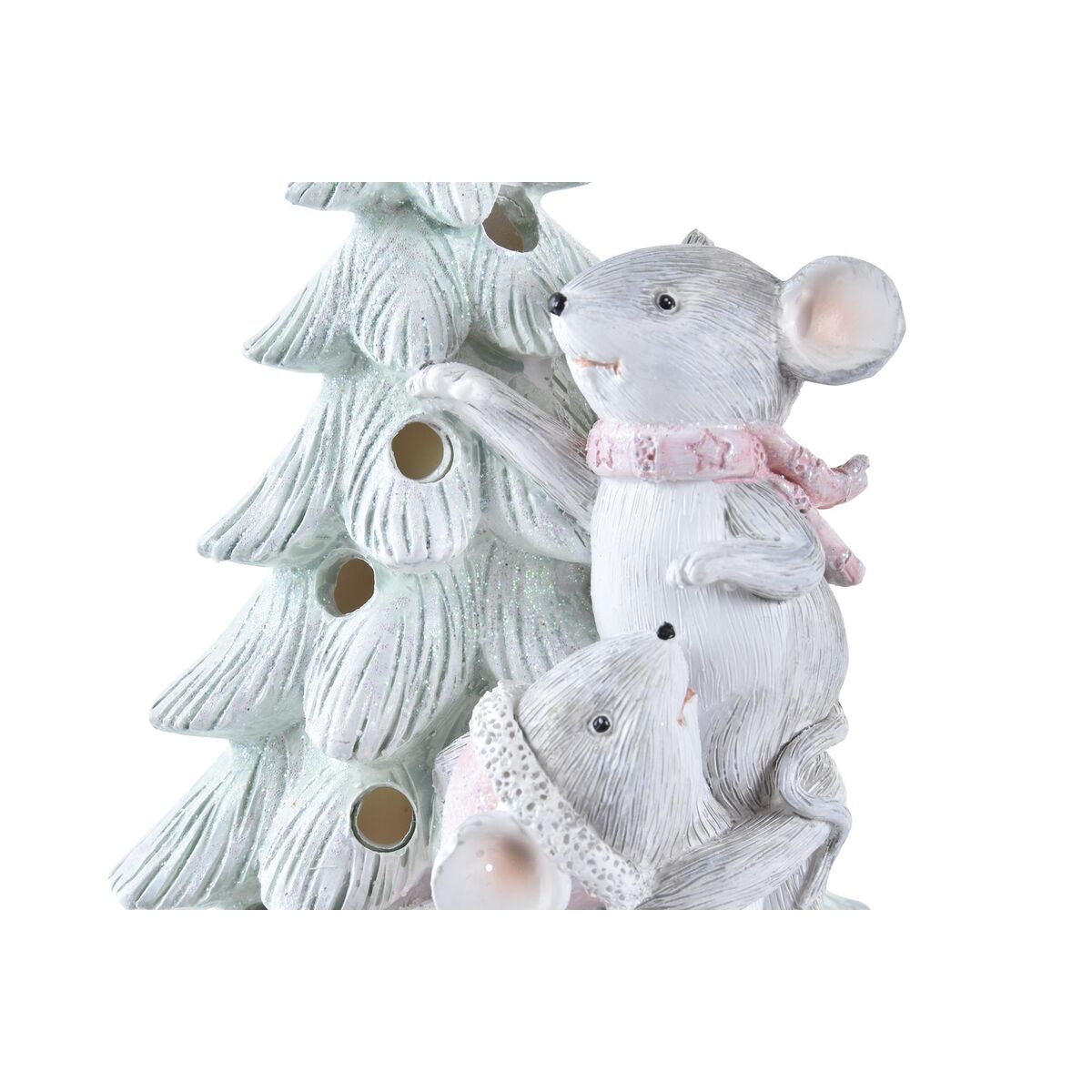 Adorno Navideño DKD Home Decor Ratón Resina (13 x 8,5 x 16 cm) (2 Unidades)