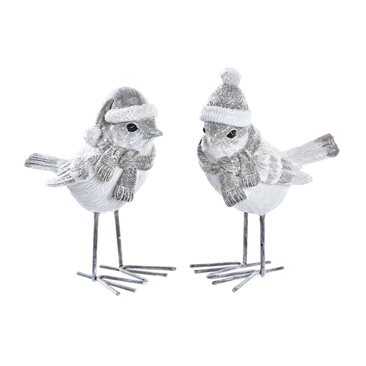 Adorno Navideño DKD Home Decor Resina Pájaro (10,5 x 5,5 x 10,5 cm) (2 Unidades)
