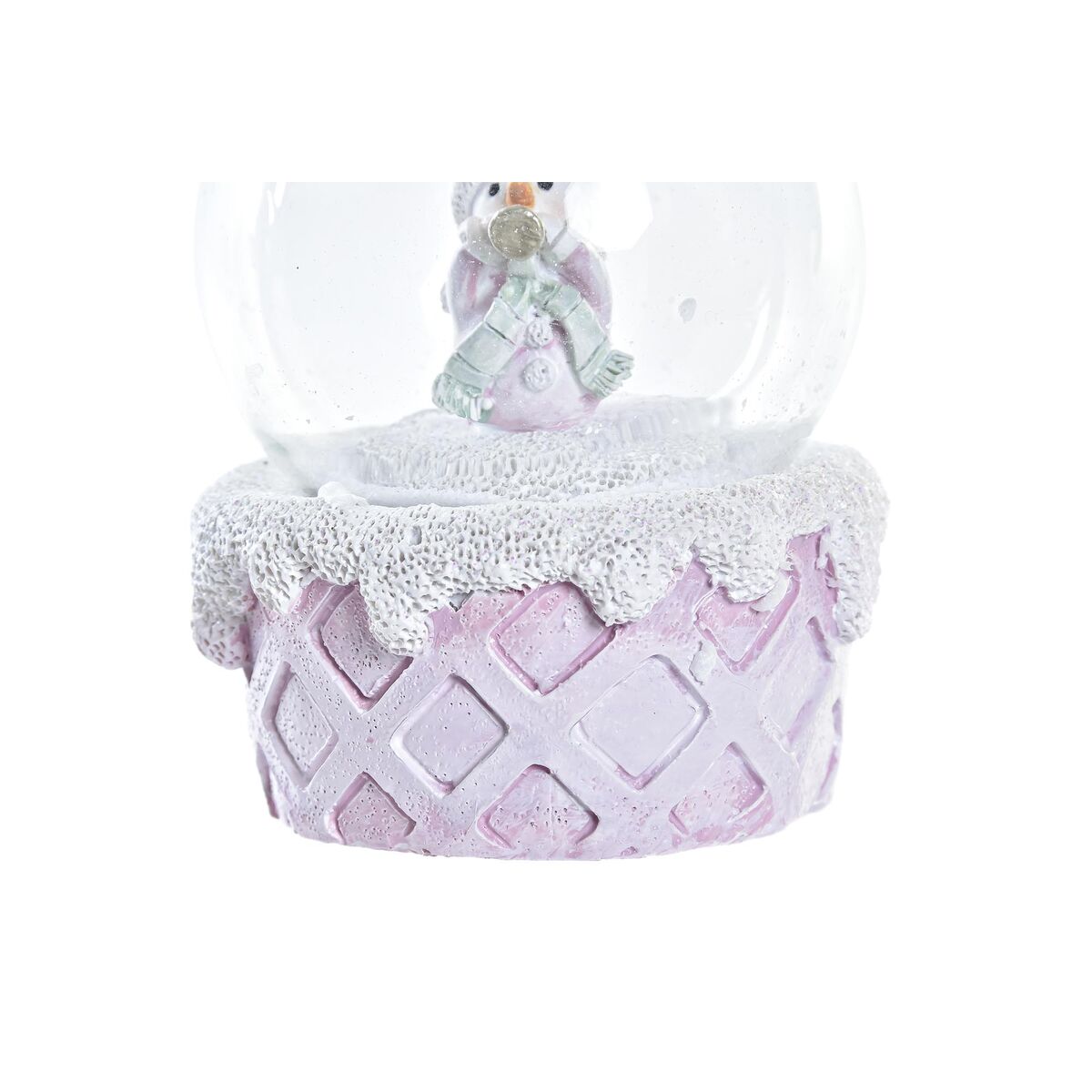 Muñeco de Nieve DKD Home Decor Blanco Rosa 7 x 7 x 9 cm (2 Unidades)