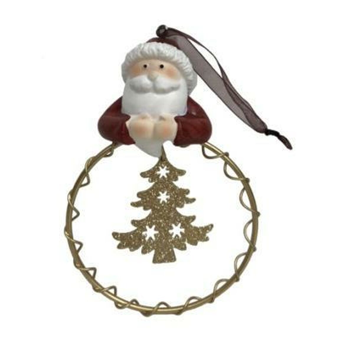 Adorno Navideño DKD Home Decor Resina Círculos (9 x 3 x 13,5 cm) (6 Unidades)
