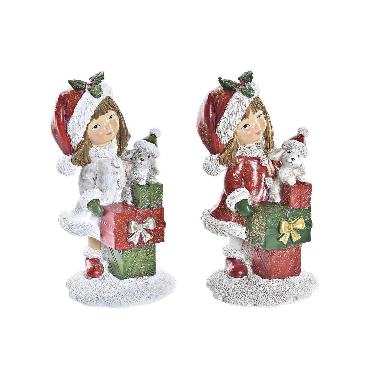 Adorno Navideño DKD Home Decor Resina Niñas (6,5 x 6,5 x 12 cm) (2 Unidades)