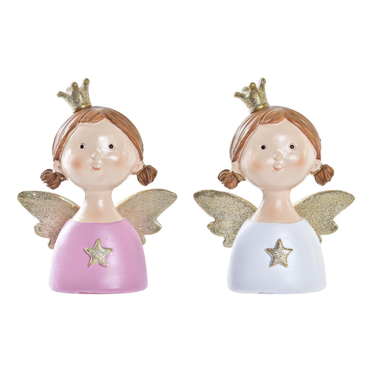 Adorno Navideño DKD Home Decor Resina Ángel (9 x 5 x 12 cm) (2 Unidades)