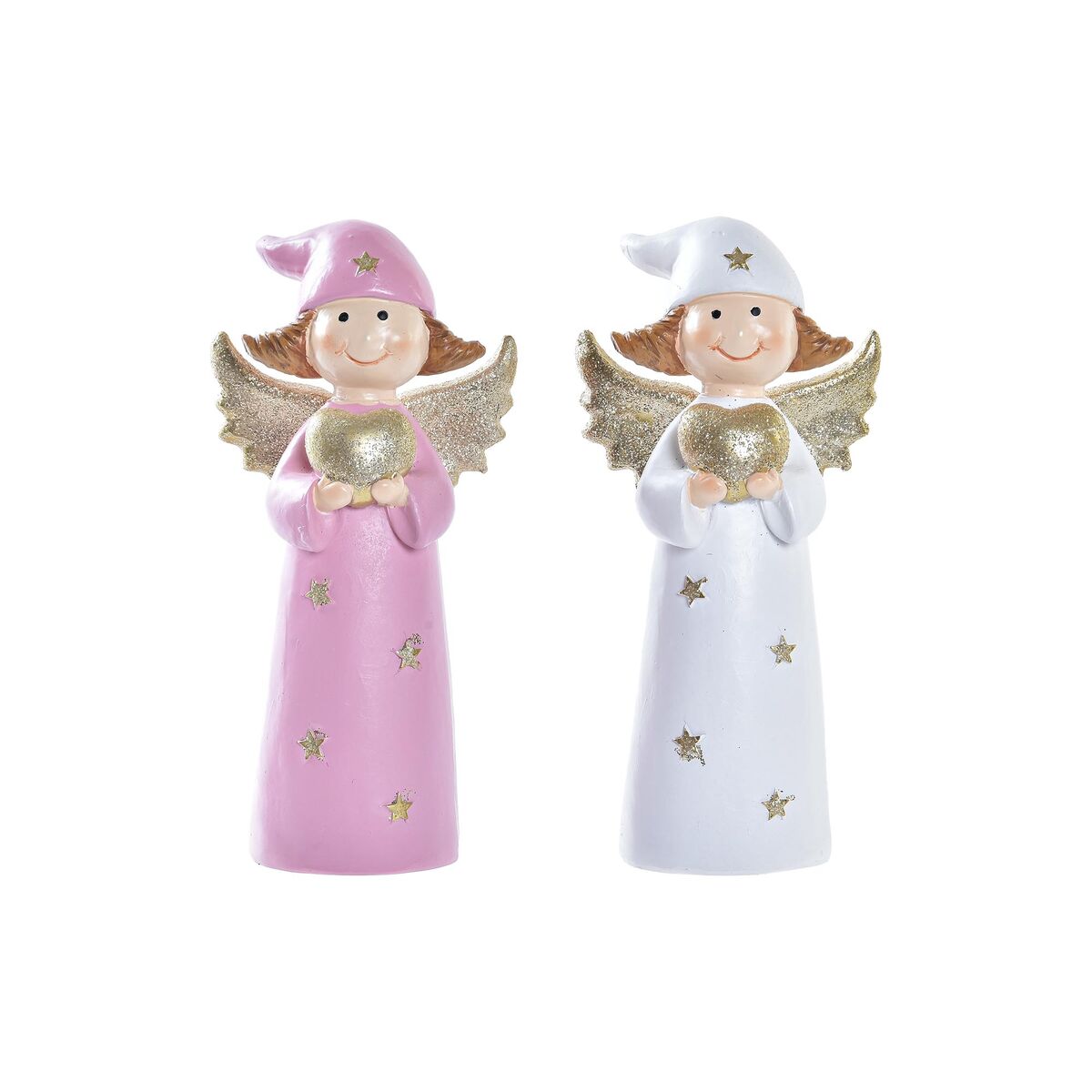 Adorno Navideño DKD Home Decor Porcelana Ángel (7 x 5 x 14 cm) (2 Unidades)