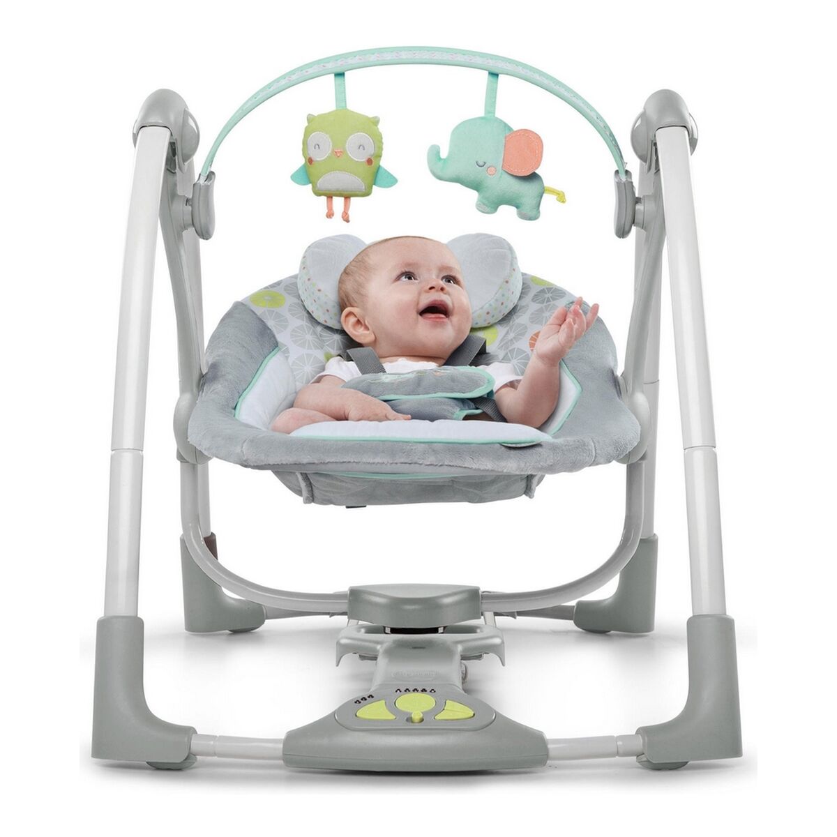 Mecedora Ingenuity Compact Swing - Hugs & Hoots Blanco Gris