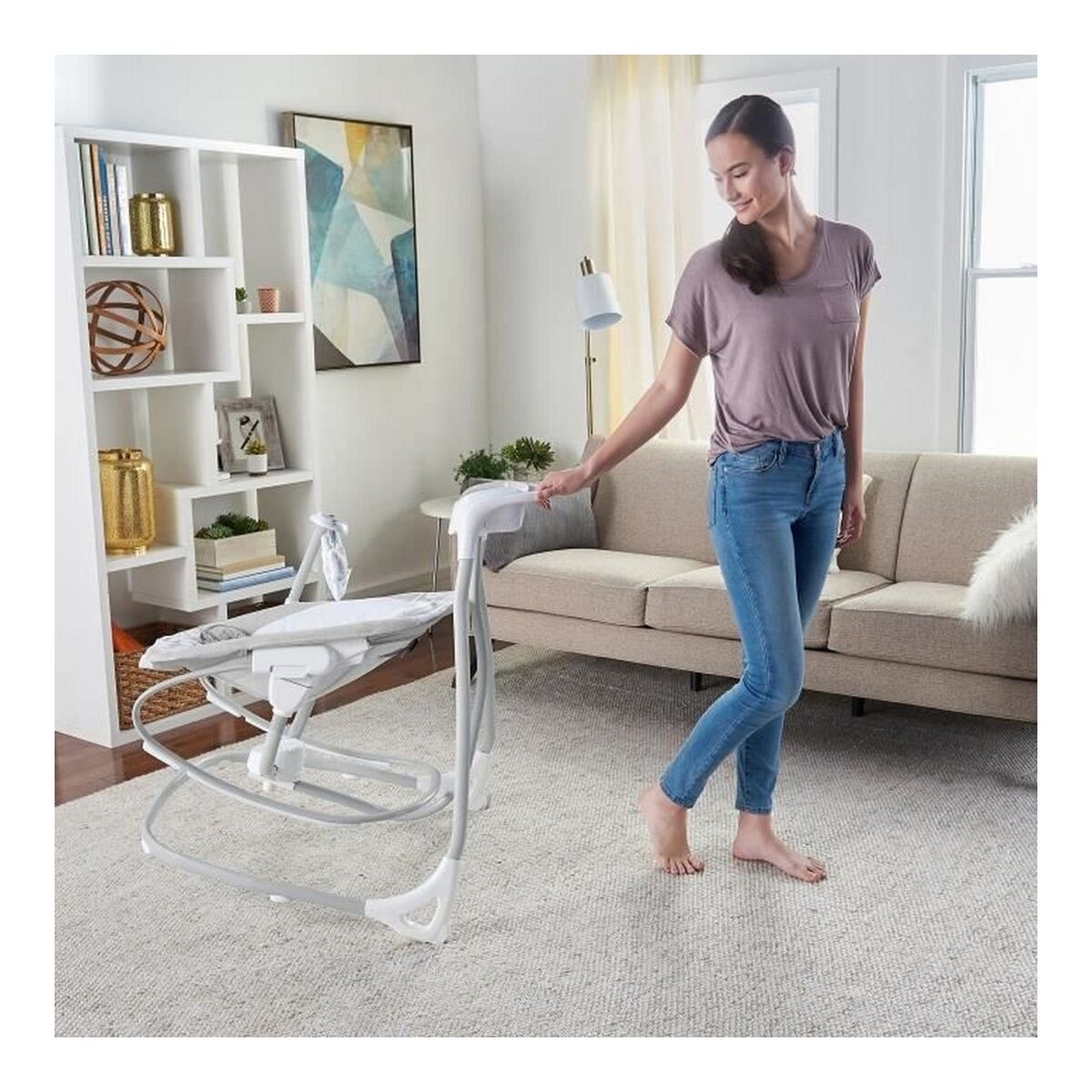 Mecedora Ingenuity 2-in-1 Swing Lounger - Raylan Gris Blanco