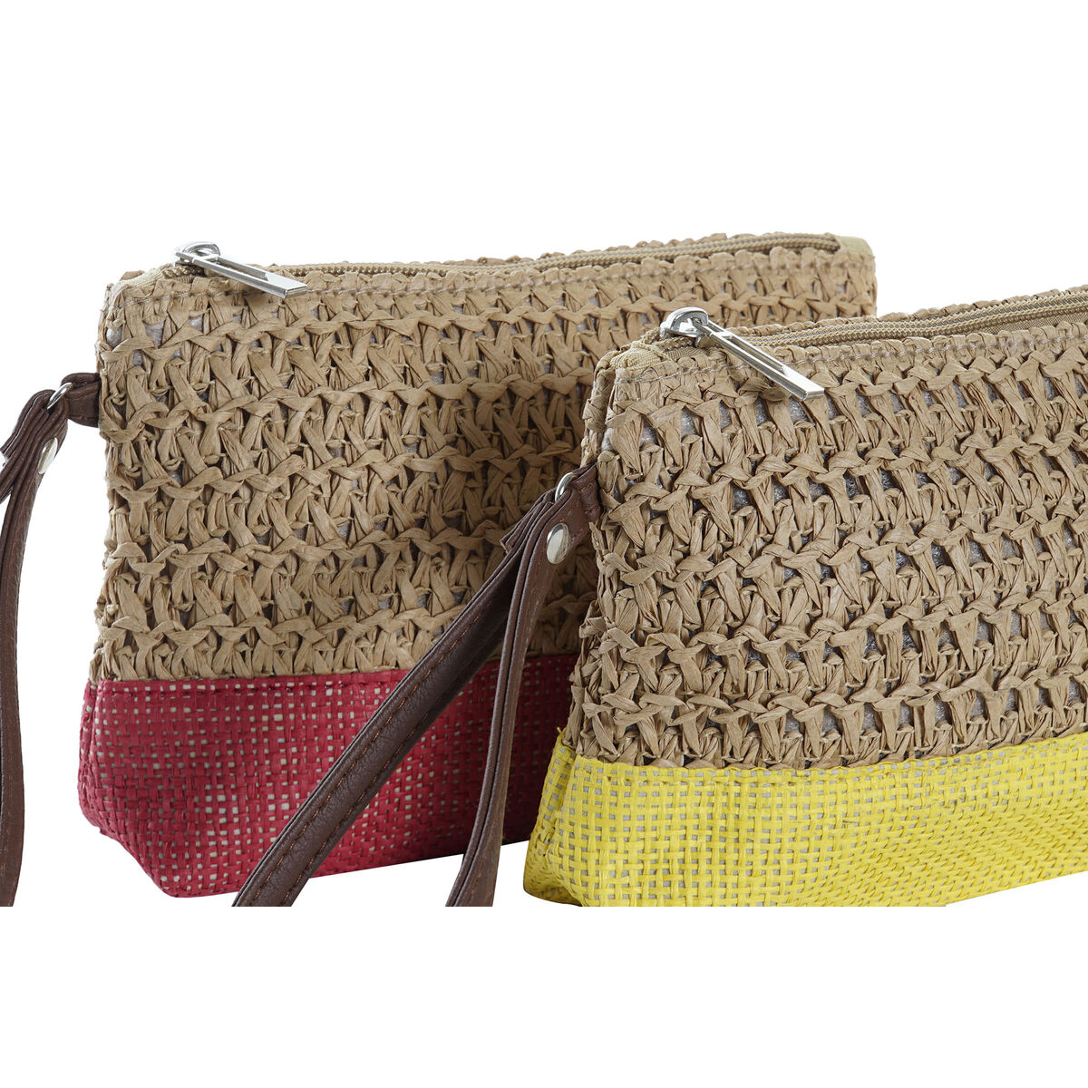 Neceser DKD Home Decor Fibra Amarillo Azul Blanco Rojo Beige (4 Unidades)