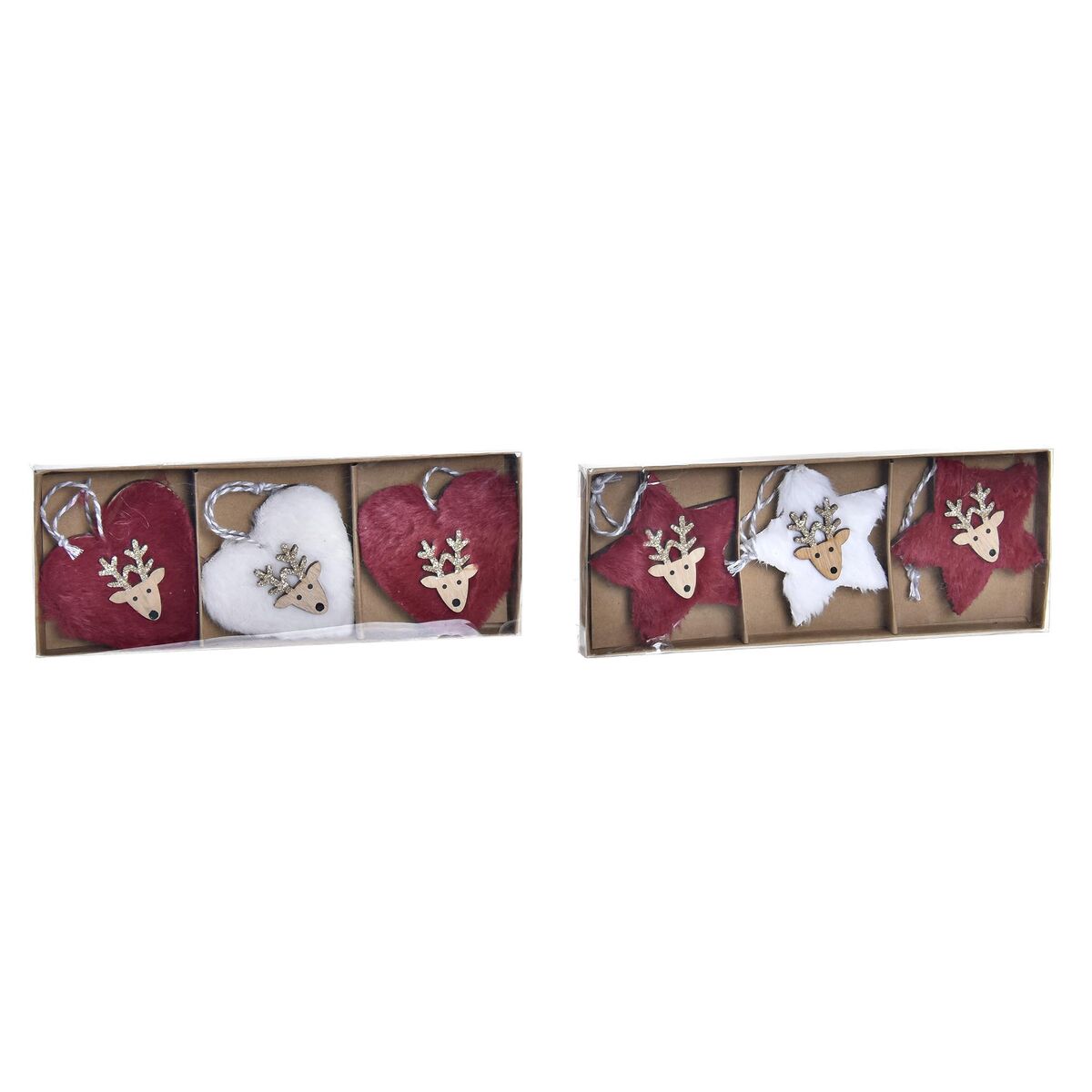 Set Adornos de Navidad DKD Home Decor Poliéster (21 x 8 x 1 cm) (8 cm) (2 Unidades)