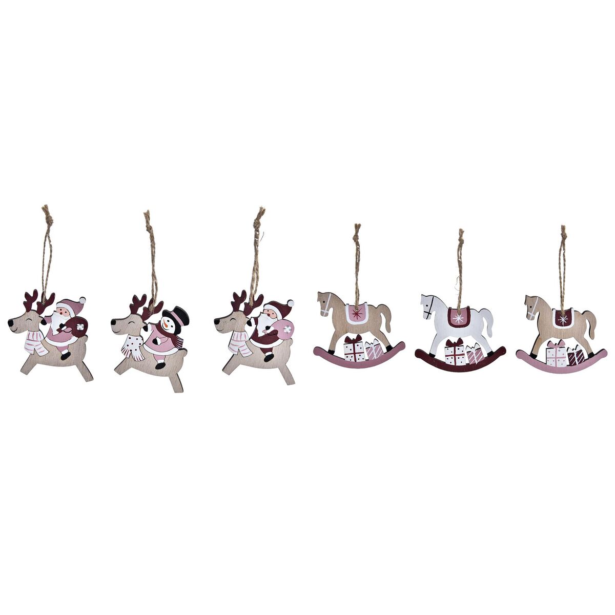 Set Adornos de Navidad DKD Home Decor Madera MDF (21 x 8,2 x 1,5 cm) (8 cm) (2 Unidades)