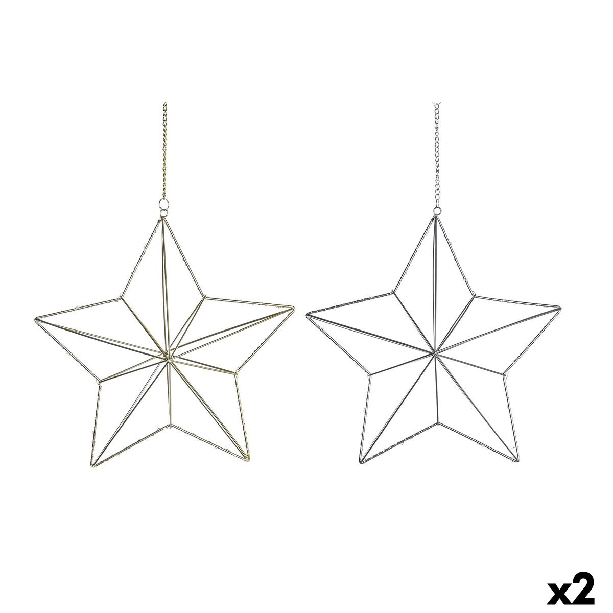 Adorno Navideño DKD Home Decor Metal Estrella (2 Unidades) (30 x 11 x 30 cm)