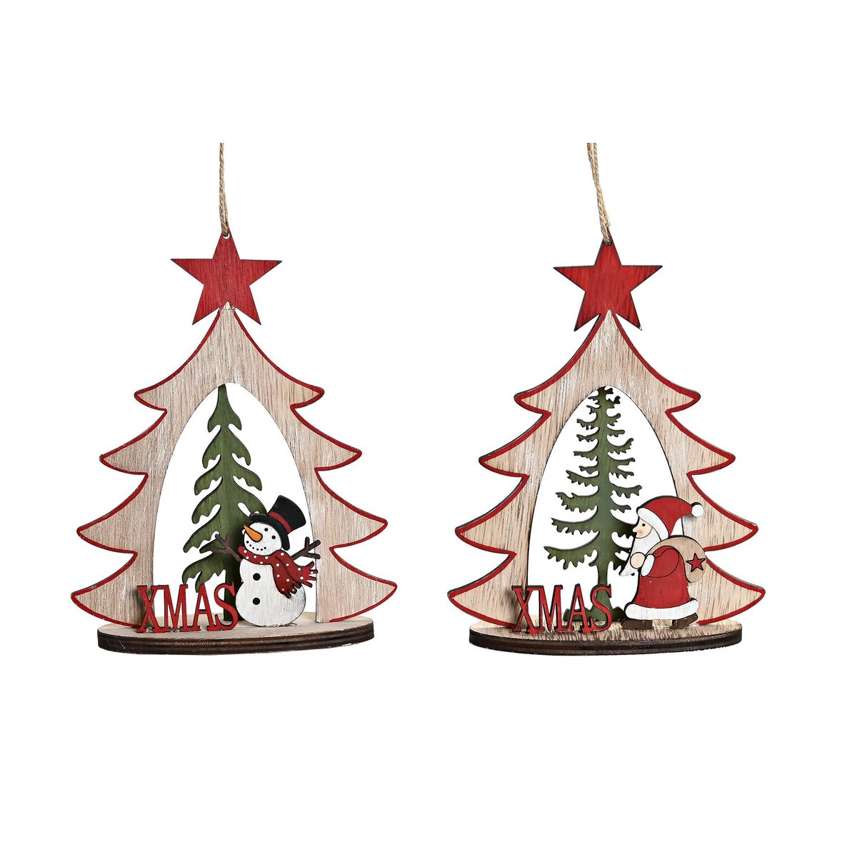 Adorno Navideño DKD Home Decor Madera (2 Unidades) (14 x 6 x 18 cm)
