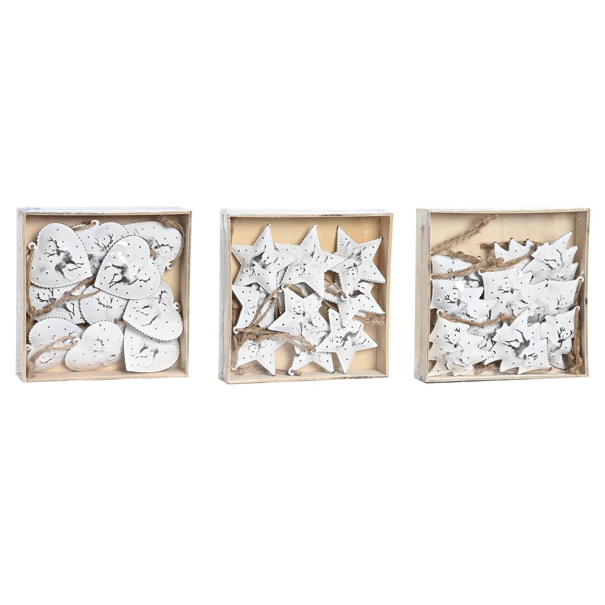 Set Adornos de Navidad DKD Home Decor Metal (12 x 12 x 3 cm) (3 Unidades)