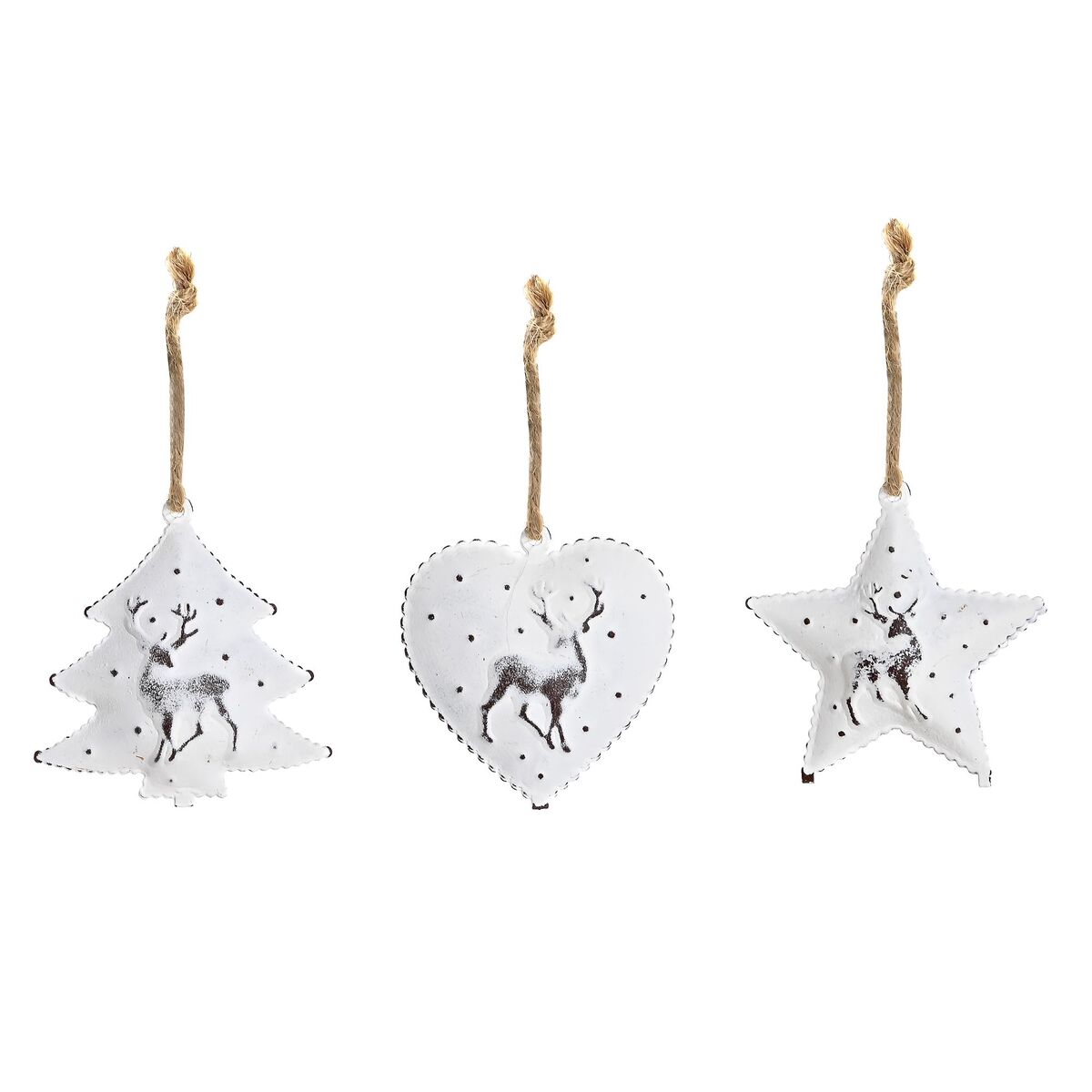 Set Adornos de Navidad DKD Home Decor Metal (12 x 12 x 3 cm) (3 Unidades)