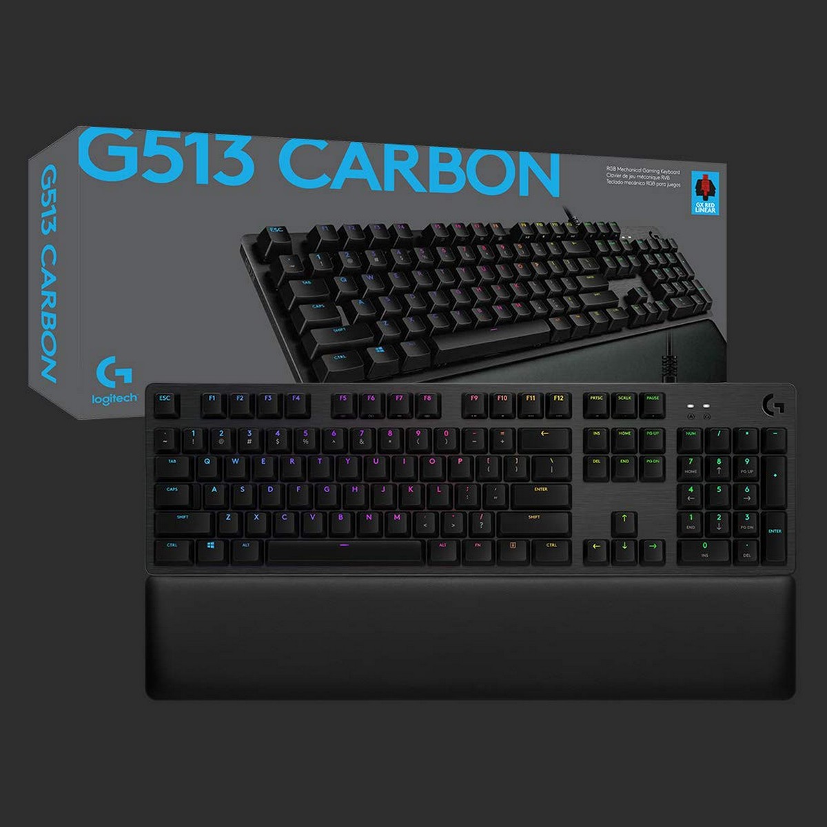 Teclado Bluetooth con Soporte para Tablet Logitech G513 CARBON LIGHTSYNC RGB Mechanical Gaming Keyboard, GX Brown Francés AZERTY
