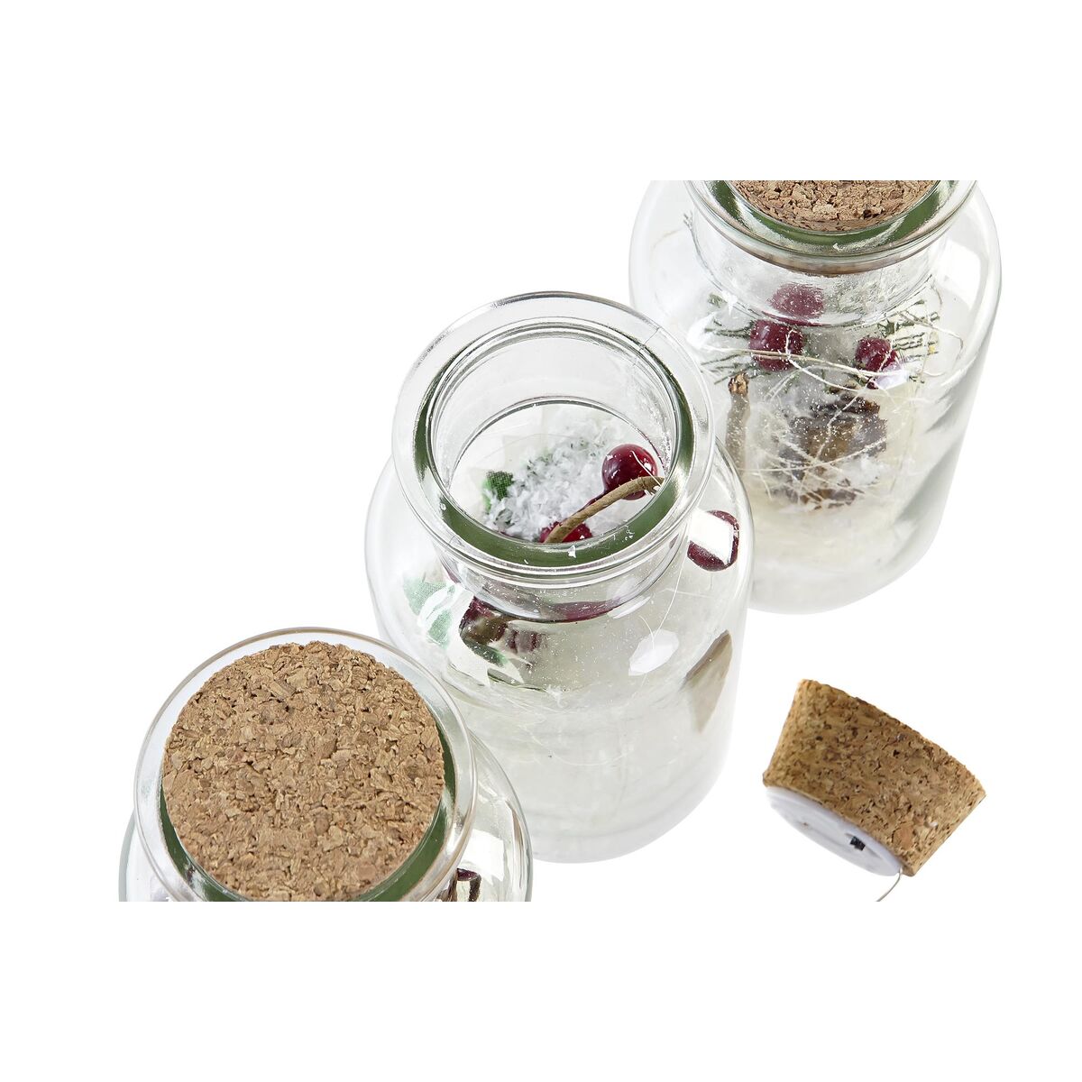 Decoración luminosa DKD Home Decor Navidad Natural (6 x 6 x 14 cm) (3 Unidades)