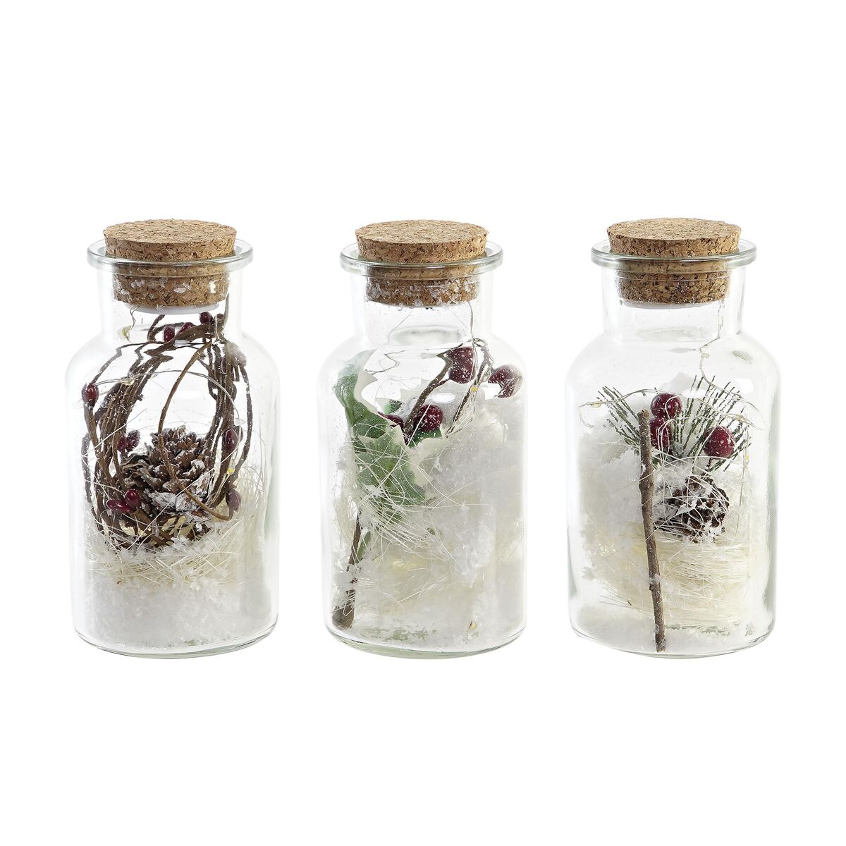 Decoración luminosa DKD Home Decor Navidad Natural (6 x 6 x 14 cm) (3 Unidades)