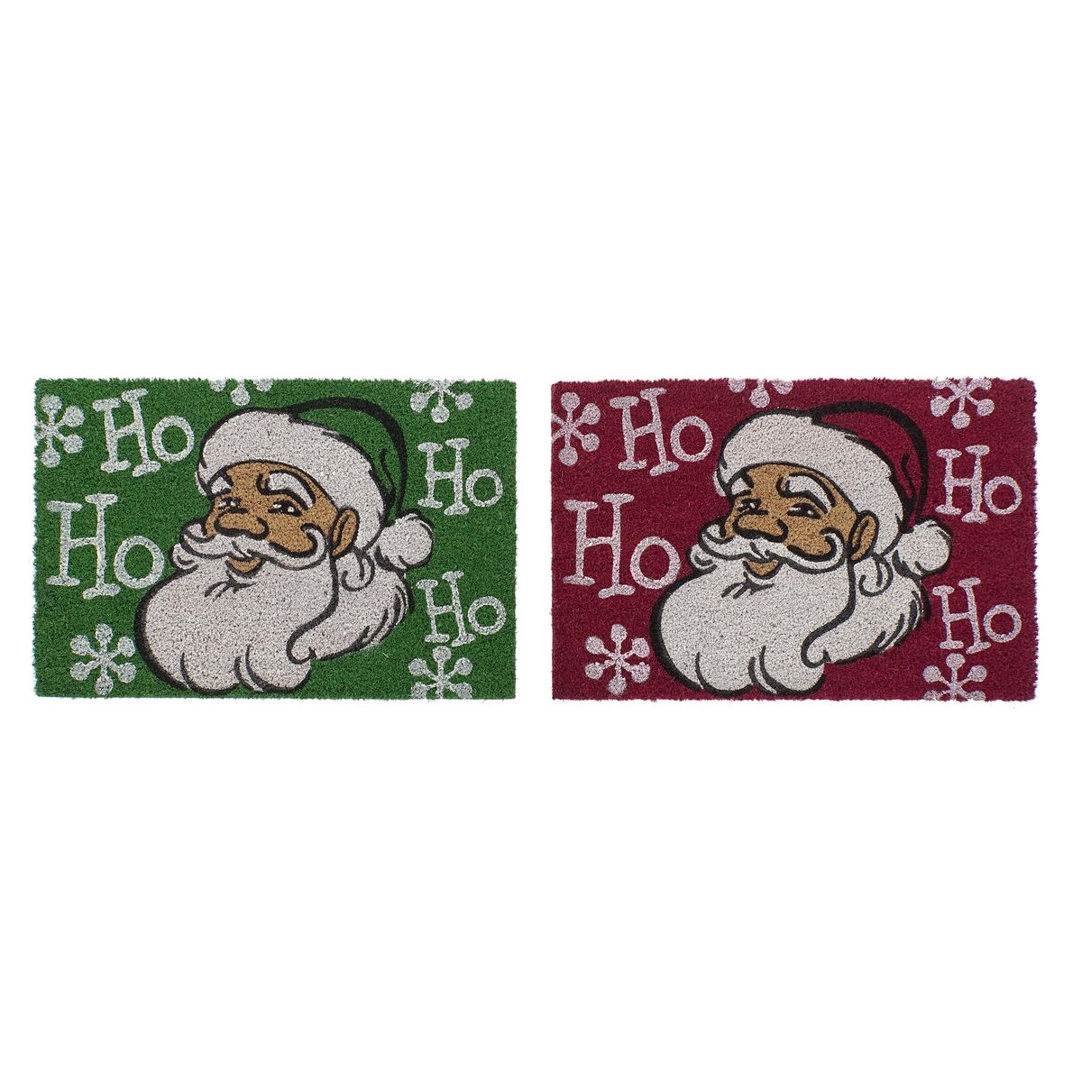 Felpudo DKD Home Decor Navidad PVC Papá Noel Fibra de coco (60 x 40 x 1,5 cm) (2 Unidades)