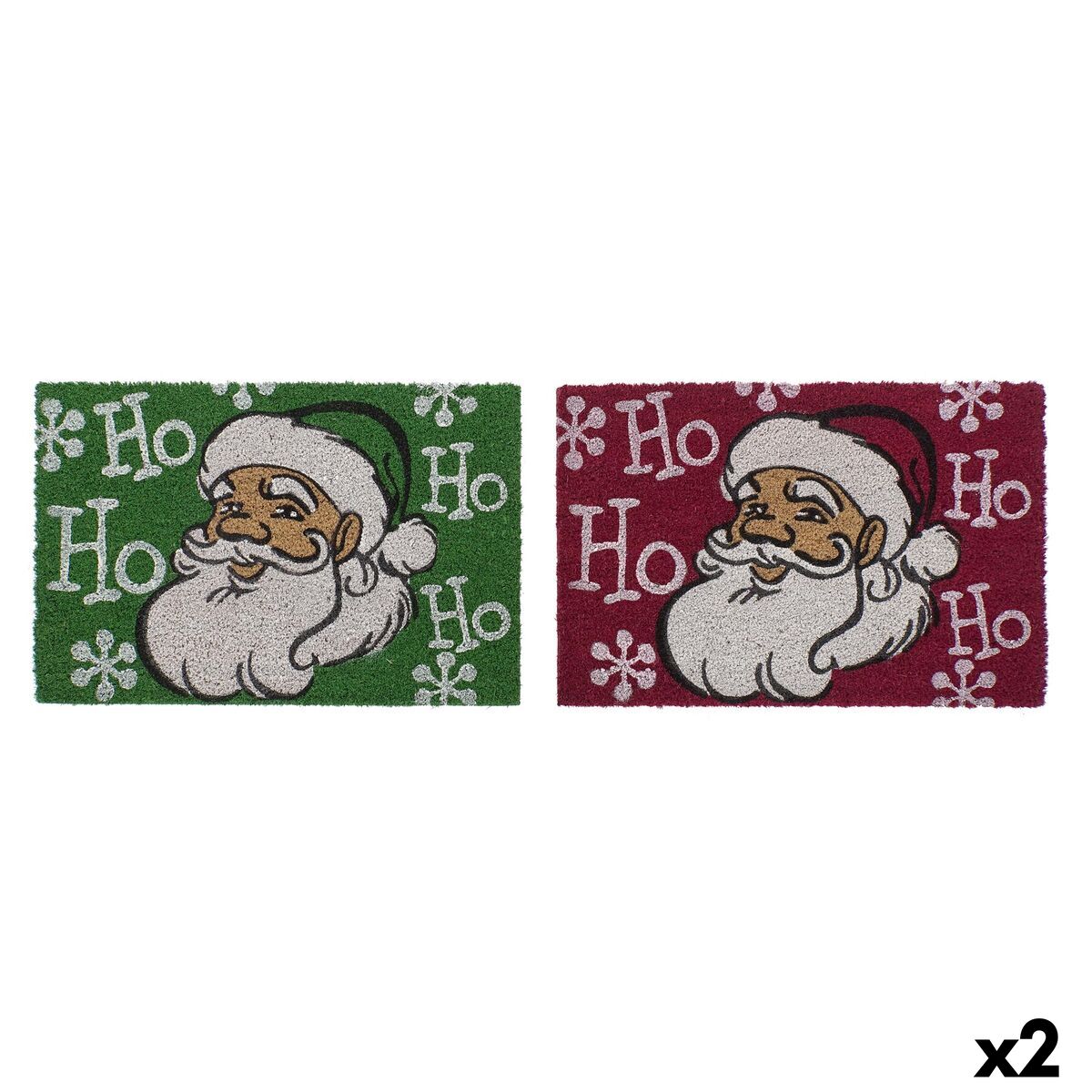 Felpudo DKD Home Decor Navidad PVC Papá Noel Fibra de coco (60 x 40 x 1,5 cm) (2 Unidades)