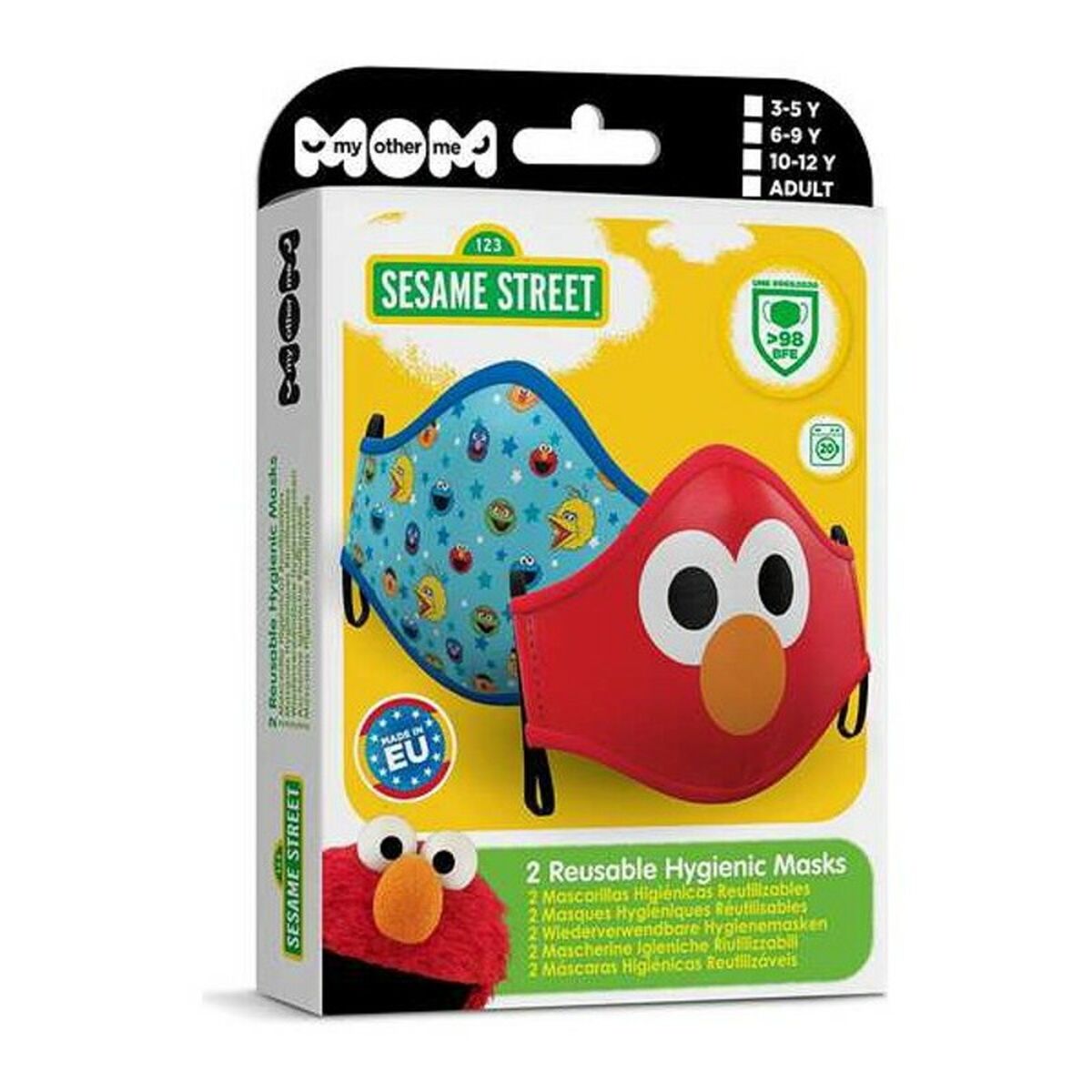 Mascarilla Higiénica de Tela Reutilizable Sesame Street Premium 3-5 años