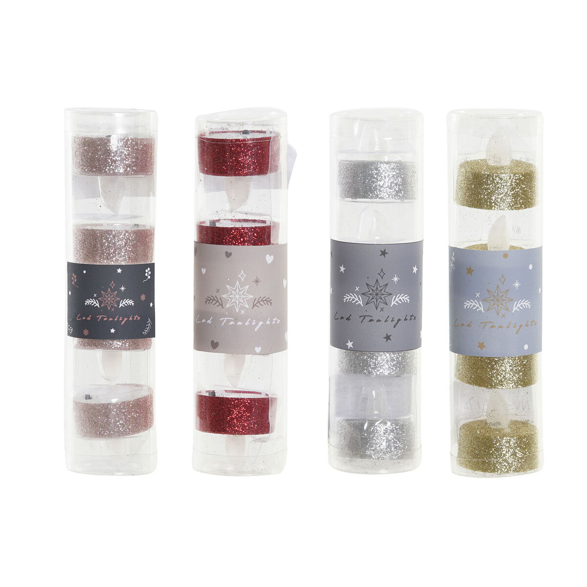 Vela DKD Home Decor Luz LED Navidad (4 x 4 x 5 cm) (4 Unidades)