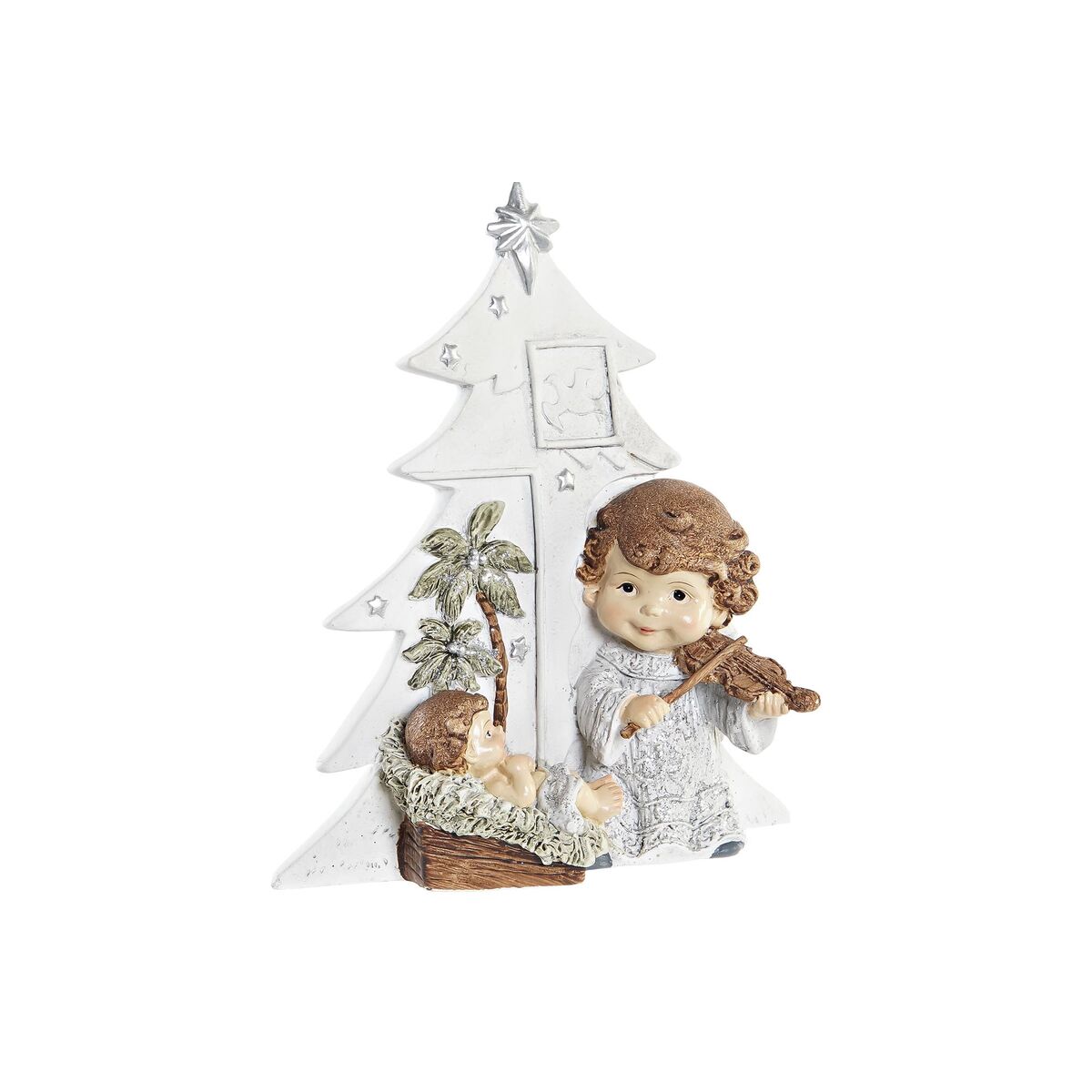 Belén de Navidad DKD Home Decor Plateado Marrón Blanco Resina (13,6 x 5,2 x 15,9 cm)