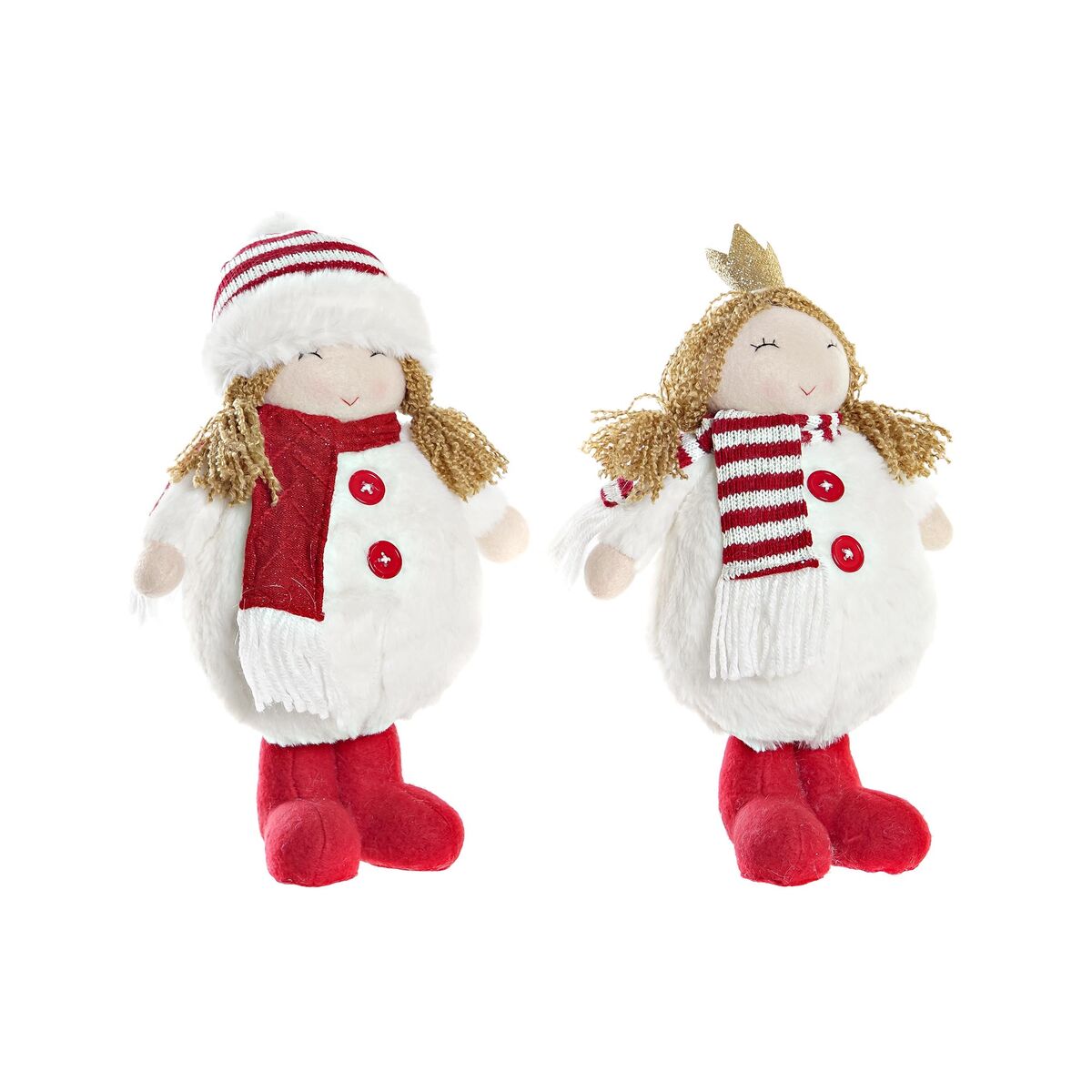 Figura Decorativa DKD Home Decor Navidad Muñeca Poliéster Niñas (17 x 11 x 28 cm) (2 Unidades)