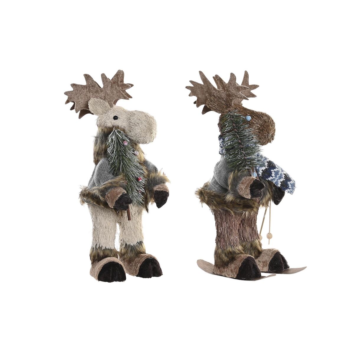 Figura Decorativa DKD Home Decor Navidad Reno Natural Poliestireno (15 x 16 x 35 cm) (2 Unidades)