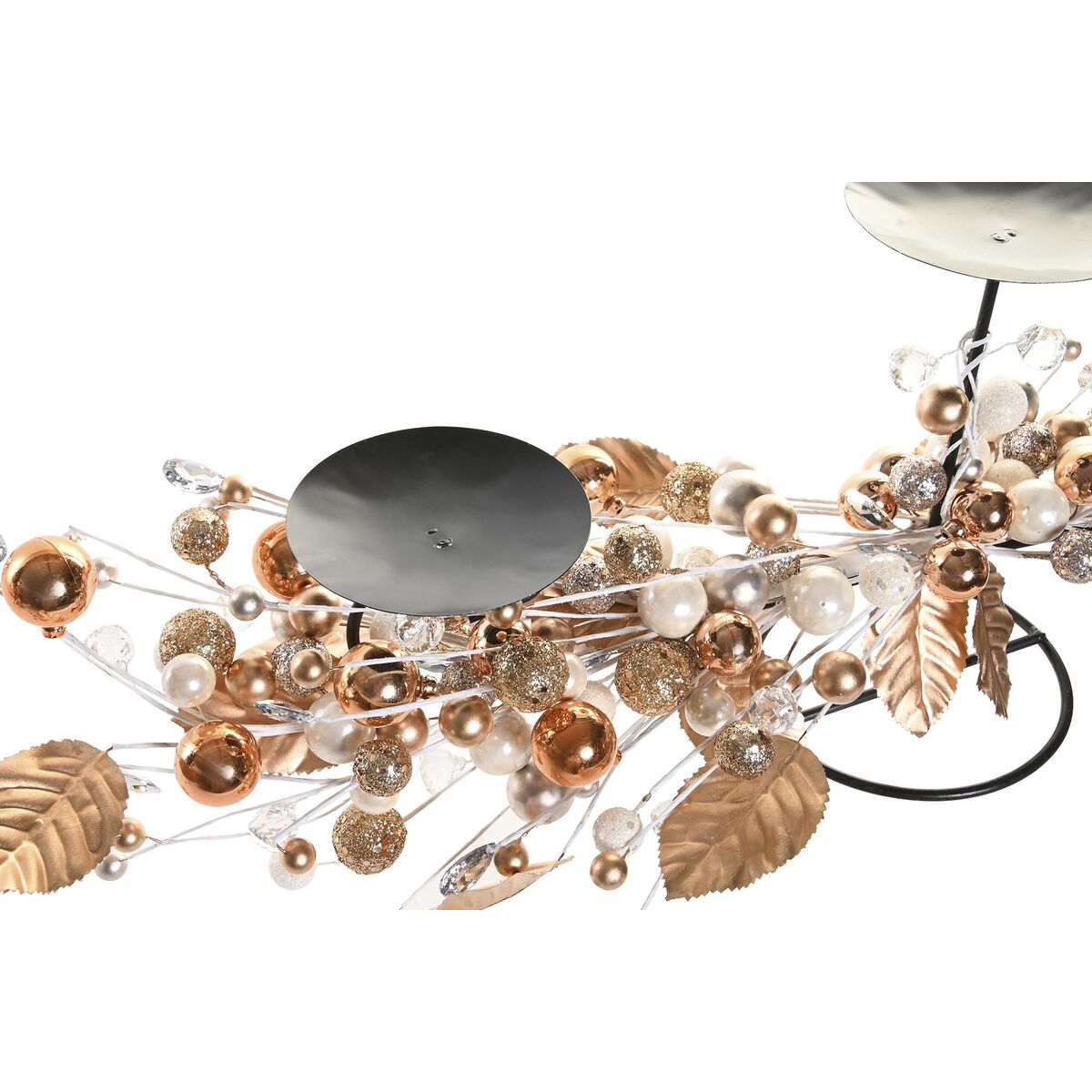 Candelabro DKD Home Decor Perlas Plateado Dorado Metal PVC (70 x 10 x 20 cm) (2 Unidades)